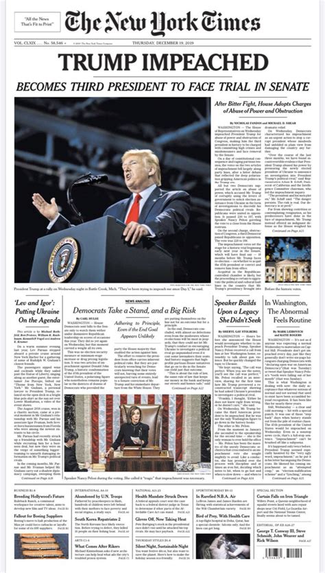 Heres How Newspaper Front Pages Announced Trumps Impeachment Pic