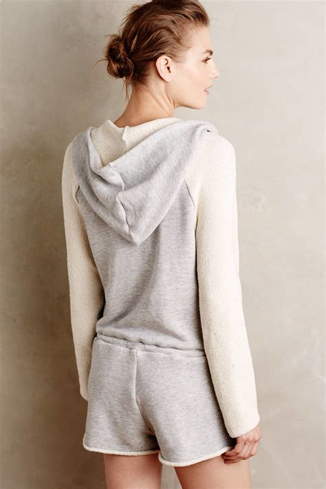 Lyst Mara Hoffman French Terry Hooded Romper In Gray