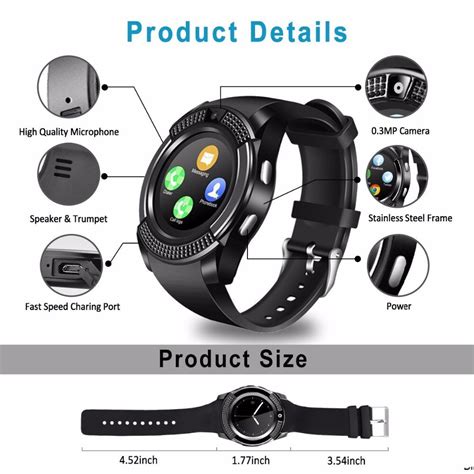 V8 Smartwatch Bluetooth Smartwatch Touch Screen Wrist Watch With Camera