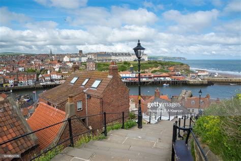 View From The Famous 199 Steps Whitby North Yorkshire England Stock
