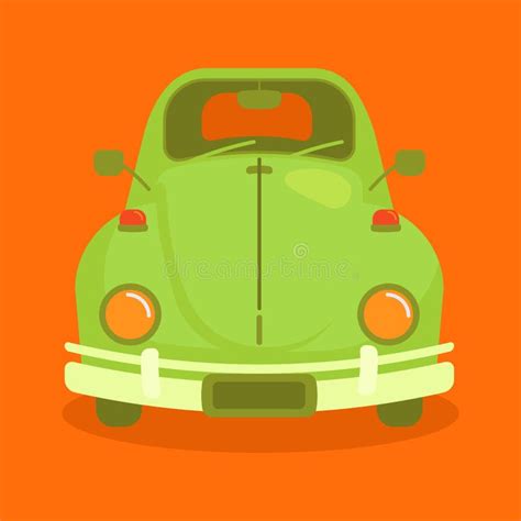 Vector Flat Image Retro Beetle Car Flat Style Vector Illustration