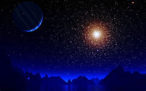 Blue Night Moon Stars Earth 4k Wallpaperhd Digital Universe Wallpapers