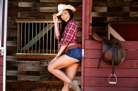 cowgirl ~ briana ashley brunette model cowgirl shorts hd wallpaper peakpx