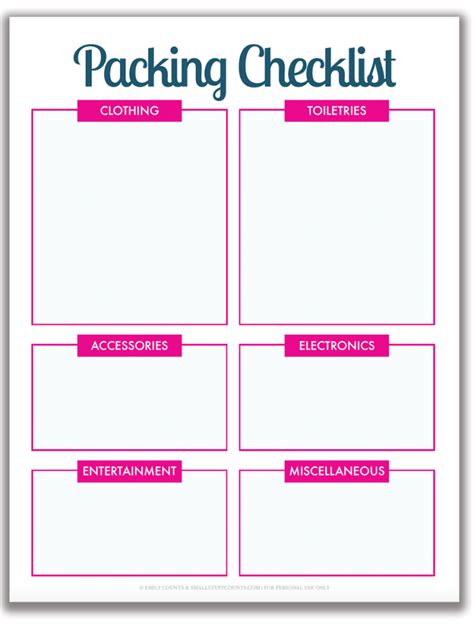 1.4 free templates of travel packing list. Organized Travel: A Free Printable Packing List For Your ...