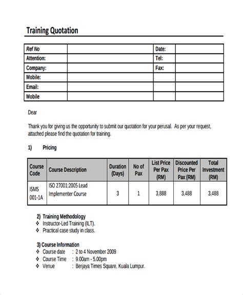 quotation templates word  google docs