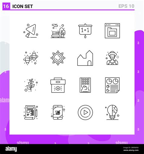 Set Of 16 Modern Ui Icons Symbols Signs For Bee Interface Education