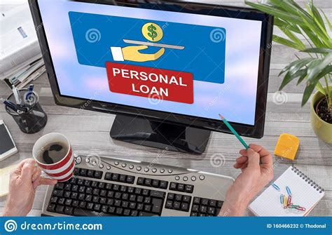 Personal Loan Concept On A Computer Stock Photo Image Of Monitor