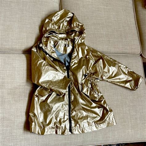 Zara Jackets And Coats Zara Girls Metallic Gold Rain Jacket Poshmark