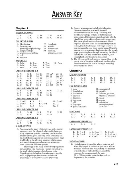 Anatomy And Physiology Coloring Workbook Answer Key Chapter 7