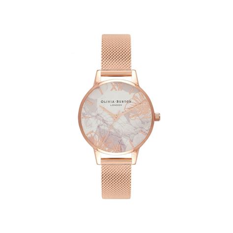 Olivia Burton Abstract Florals Rose Gold Mesh Watch Watches From