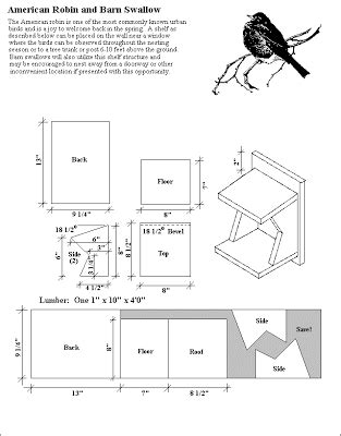 A huge list of free diy bird house plans that you can build for a few dollars and finish in an afternoon. Ashley's Acres: Birdhouse Plans for Robins and Barn Swallows