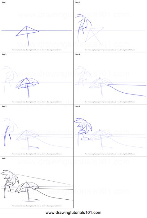 Step By Step How To Draw Beach Scene Drawingtutorials Com My Xxx Hot Girl