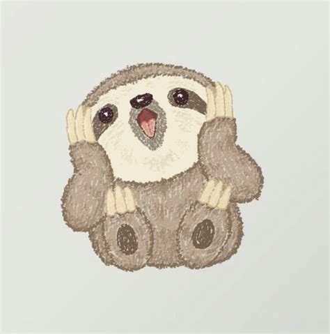 Surprised Sloth Toru Sanogawa Sloth Art Sloth Drawing Sloth