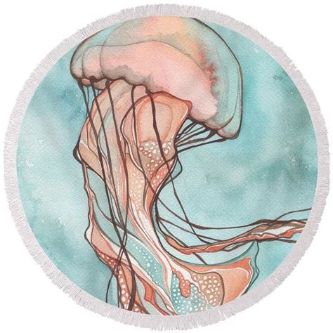 Pink Sea Nettle Jellyfish Round Beach Towel For Sale By Tamara Phillips