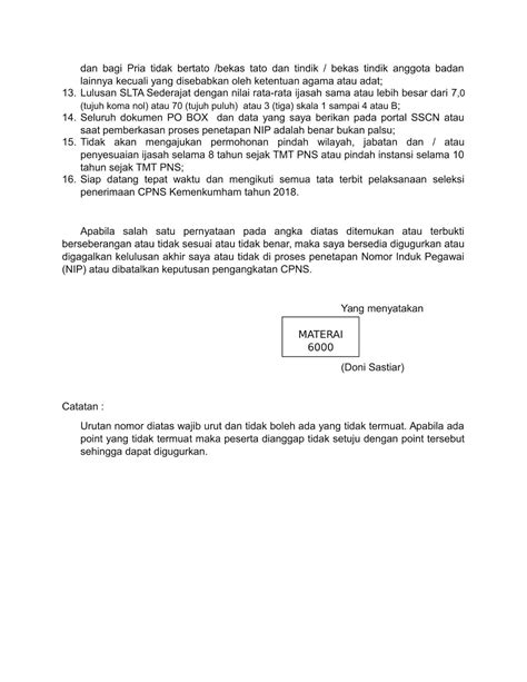 Lowongan kerja pt nhm 2021. Contoh Surat Lamaran dan Surat Pernyataan CPNS Penjaga ...