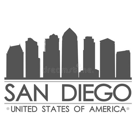 San Diego Skyline Silhouette Design City Vector Art Stock Vector
