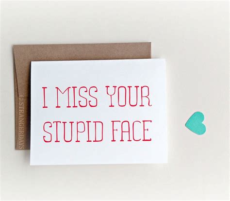 Funny I Miss You Card I Miss Your Stupid Face Etsy