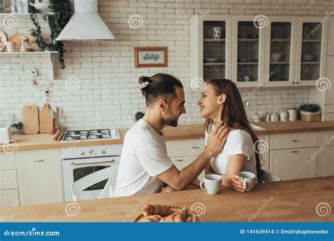 Beautiful Loving Couple Kissing In Bed Stock Photo Image Of Girl Intimate