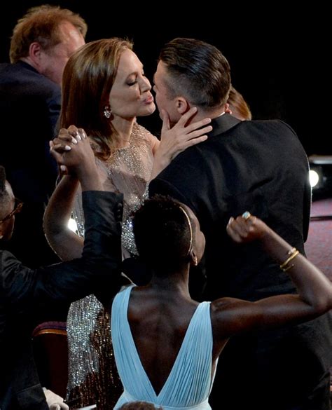 Brad Pitt And Angelina Jolie Puckered Up At The Oscars Best Kisses