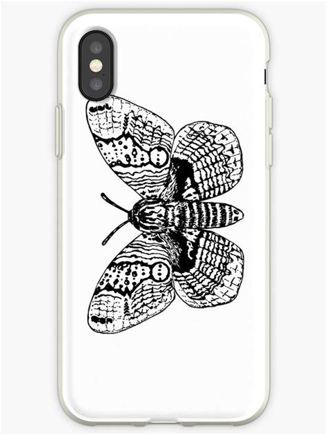 A Black And White Drawing Of A Moth On A White Background Iphone Case