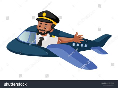 Pilot Flying Airplane Waving Hand Vector Stock Vector Royalty Free