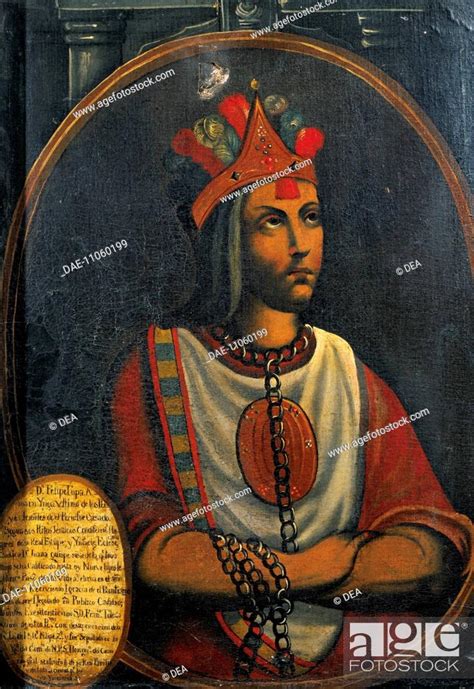 Portrait Of The Indian Tupac Amaru Painted By An Unknown 18th Century