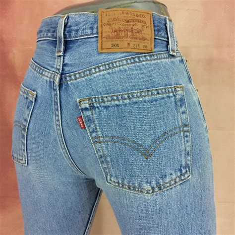 Sz 26 Vintage Levis 501 Women S Jeans High Waisted Light Wash Jeans 90s