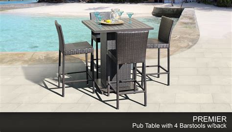 Premier Pub Table Set With Barstools 5 Piece Outdoor Wicker Patio Furniture