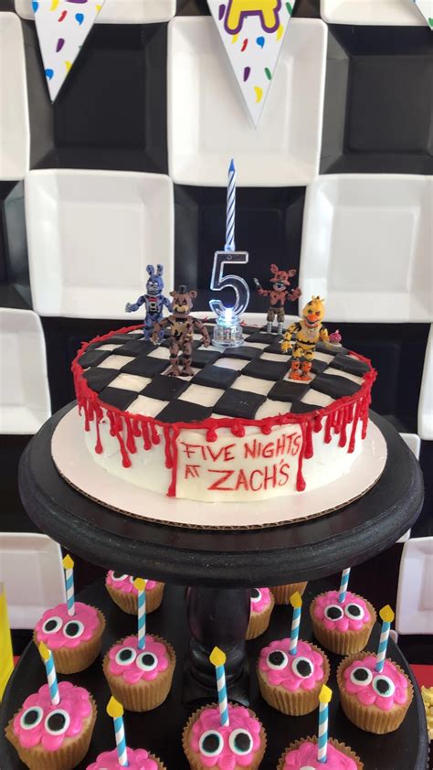 Five Nights At Freddys Birthday Cake And Cupcakes Diy Fnaf Cakes