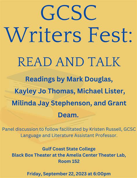 Gcsc Hosts Writers Fest Read And Talk Bay County Chamber Of Commerce