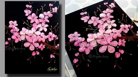 STEP By STEP Acrylic Painting Cherry Blossom For Beginners Tree Of Blossom YouTube