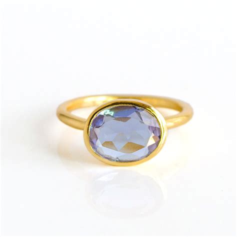 Oval Alexandrite Quartz Ring June Birthstone Danique Jewelry