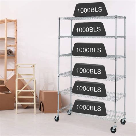 Buy 6 Tier Storage Shelves Metal Wire Shelving Unit With Wheels