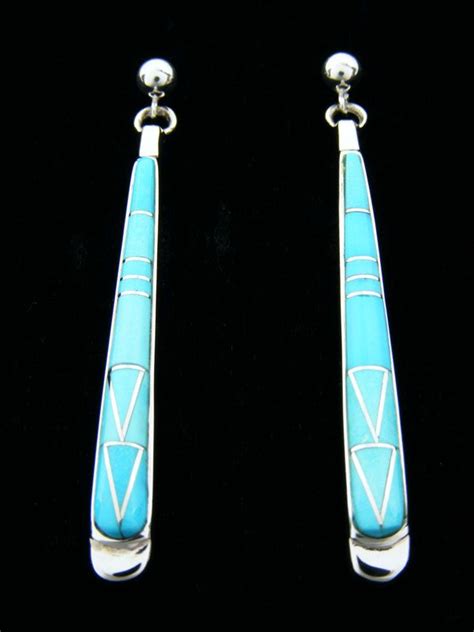 Inlay Earrings Designed By Calvin Begay Inlaid By A Navajo Artist Size