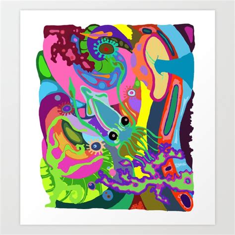 Trippy Squid Art Print By Electricjellosalad Society6