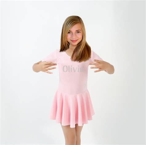 Varsany Personalised Girls Pink Ballet Leotard Skirt Gymnastics