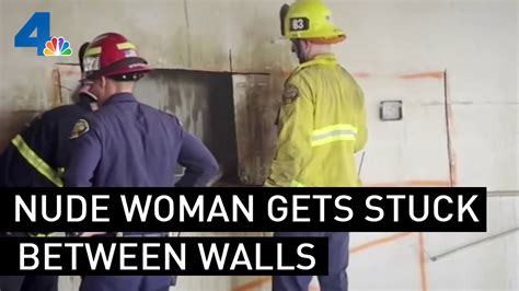 firefighters rescue woman trapped between walls nbcla youtube