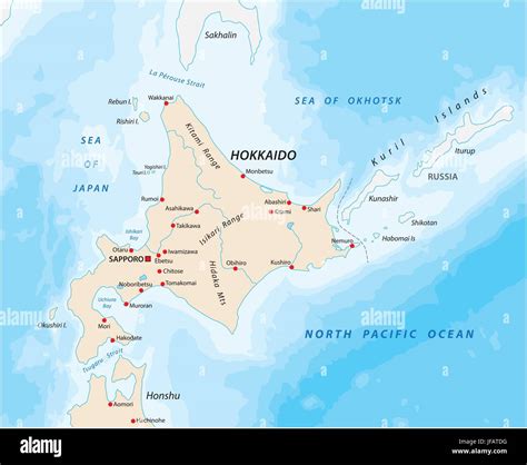 Map Of The North Japanese Island Hokkaido Stock Vector Image And Art Alamy