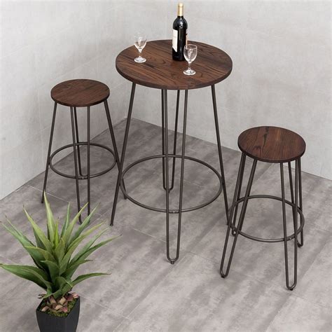 Get the best deals on metal pub table tables. 3 Piece Bistro Pub Set Round Table Counter Height Stools ...