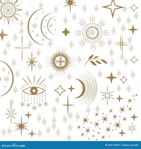 Star Seamless Pattern And Boho Astrologymystical And Bohemian Symbols