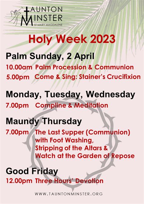 Holy Week 2023 Taunton Minster St Mary Magdalene
