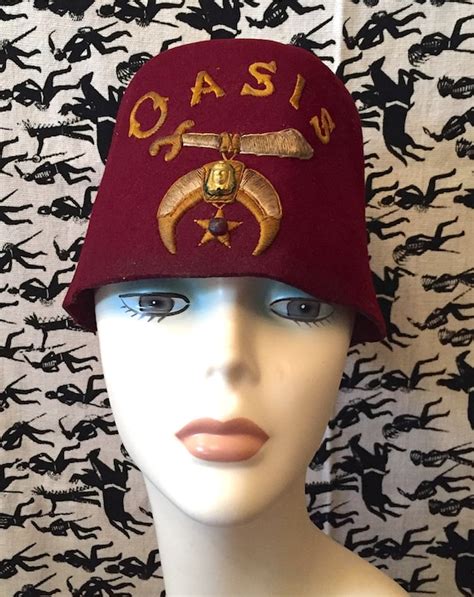 グループ Vintage Masonic Shriners Jeweled Fez Wool Row Hat With Tassel Hand