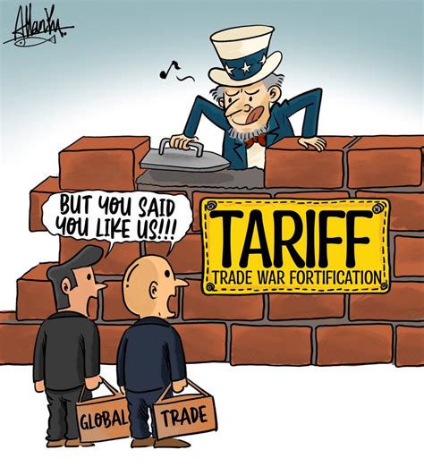 Cartoon Trade War Fortification Xinhua