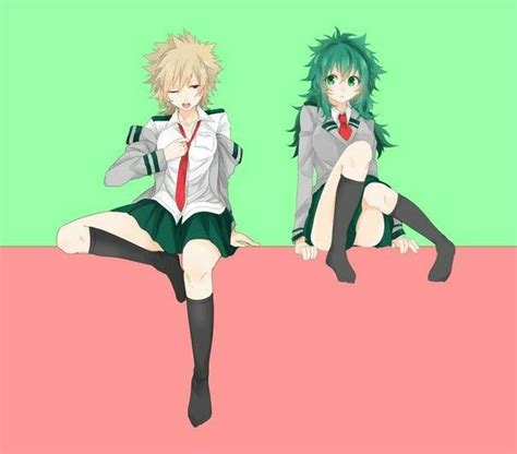 Midoriya And Bakugō Genderbend Personajes De Anime Anime Novios