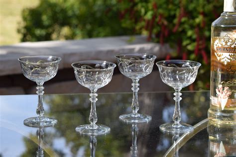 4 vintage etched crystal cocktail glasses glastonbury lotus 1950 s vintage etched martini