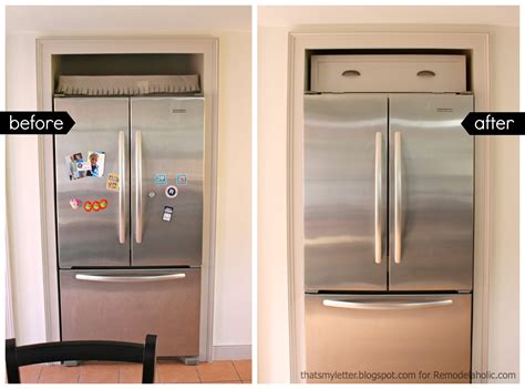 And then you can hide and store items making the most use of that space above the fridge. Remodelaholic | Build a Cabinet Over the Fridge