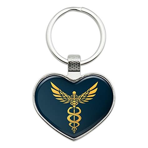 Caduceus Medical Symbol Doctor Nurse Emt Heart Love Metal Keychain Key