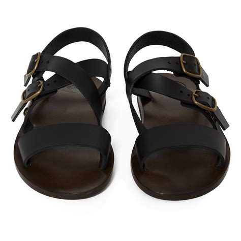 Vegetable-tanned leather sandals Black Pèpè Shoes Teen