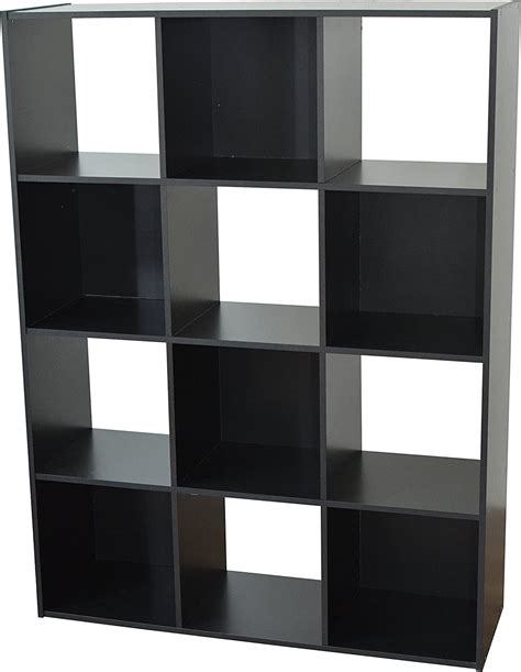 Alsapan Compo Meuble de Rangement 12 Casiers Bibliothèque Etagères Cubes Noir 92 x 30 x 123 cm ...