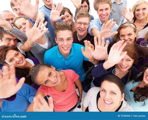 Friendly Group Of People Waving To You Stock Image Image Of Human